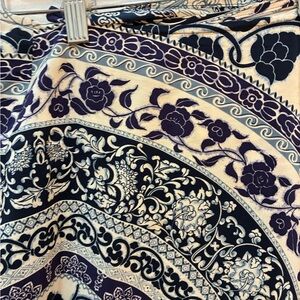 Emanuel Ungaro Navy and Cream Floral Skirt